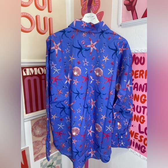 NWT HINSON WU Larissa Long Sleeve Seashell Print Shirt - Picture 6 of 10